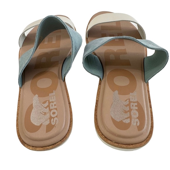 Sorel Ella II Crushed Blue/Chalk Slide Sandals Size 8.5 - Picture 8 of 16